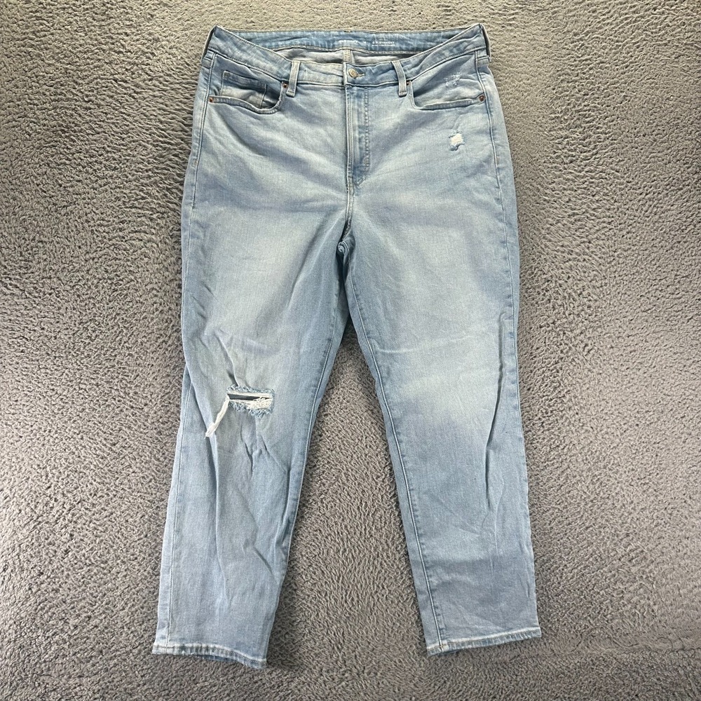 Old Navy OG Jeans Womens 16 Blue Cotton Denim Straight Distressed Faded Stretch
